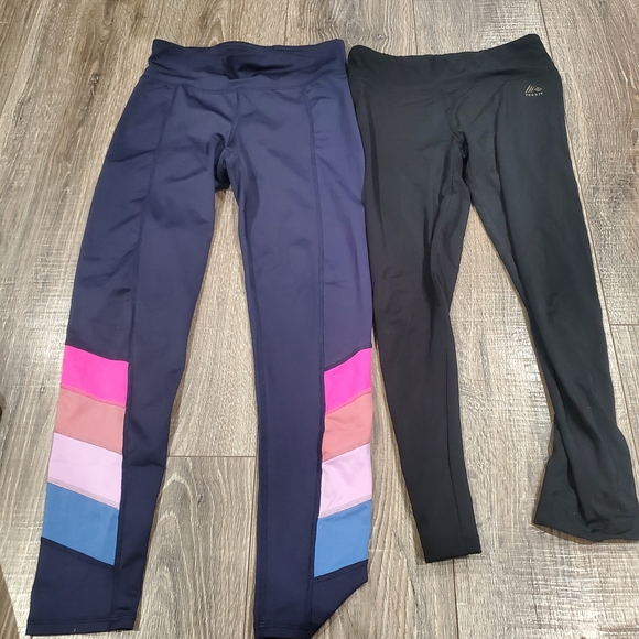 Girls Leggings Size 10-12 Kids Leggings - Navy and Black 2 Pieces - Picture 1 of 10